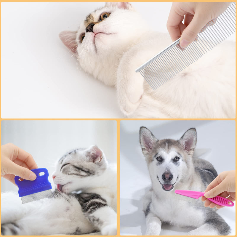 Tick Removal Tool for Dogs, Cat Comb for Shedding, Stainless Steel Pet Hair Grooming Comb Kit, Tear Stain Remover Comb for Small Dogs(10 Pack) Tick Removal Kit - BeesActive Australia