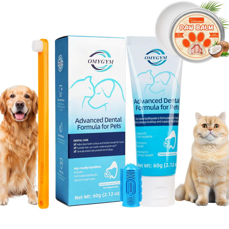 Dog Toothpaste with Toothbrush Kit - Coconut Chicken Flavor Pet Dental Care, Plaque Tartar Remover, Fresh Breath, Easy Brushing No Resistance for Dogs Cats, 2.1oz