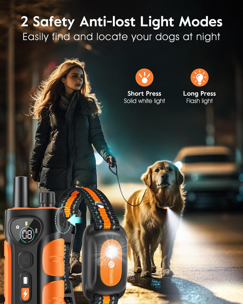 Dog Shock Collar,3300FT Dog Training Collar with Remote,IPX8 Waterproof E-Collar with Beep,Vibration,Shock,Light,Shock Lock Mode,Electric Shock Collar for Small Medium Large Dogs,Orange Orange - BeesActive Australia