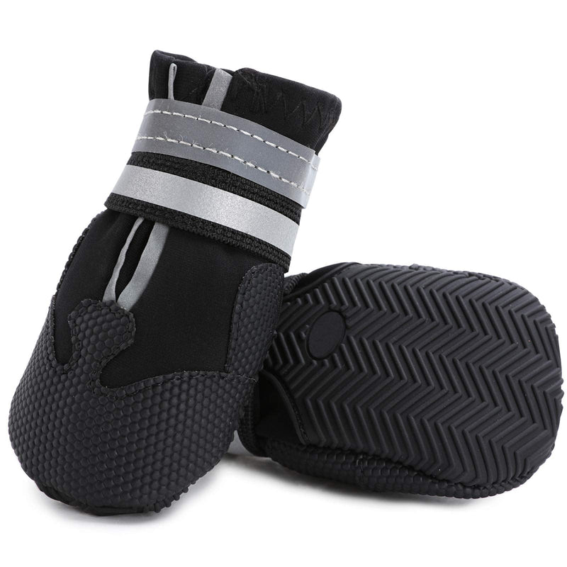 Winter Snow Dog Boots Neoprene Nonslip Rubber Sole Dog Shoes for Medium Large Dogs Black (Warm Lining) M ( 2.17" width ) - BeesActive Australia