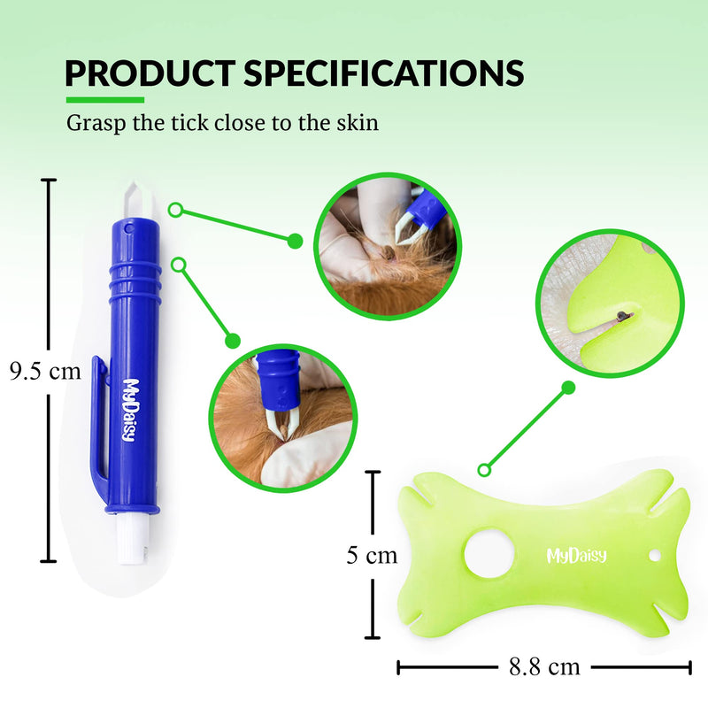 MYDAISY tick tweezers 7 in 1 set with case, human tick tweezers - tick tweezers for dogs, tick card, complete set for removing ticks mix - BeesActive Australia