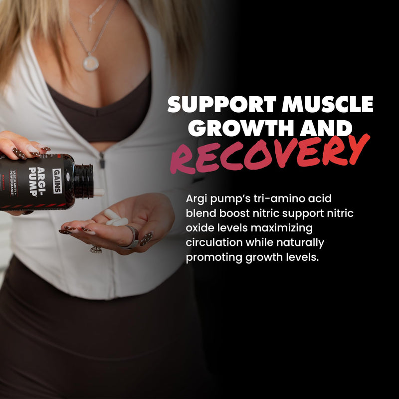 Gains in Bulk L-Arginine Amino Acid Supplement, 90 Capsules | Nitric Oxide Support with L-Citrulline, L-Ornithine, & Vitamin B3, Muscle Pump & Energy, Heart Health Support