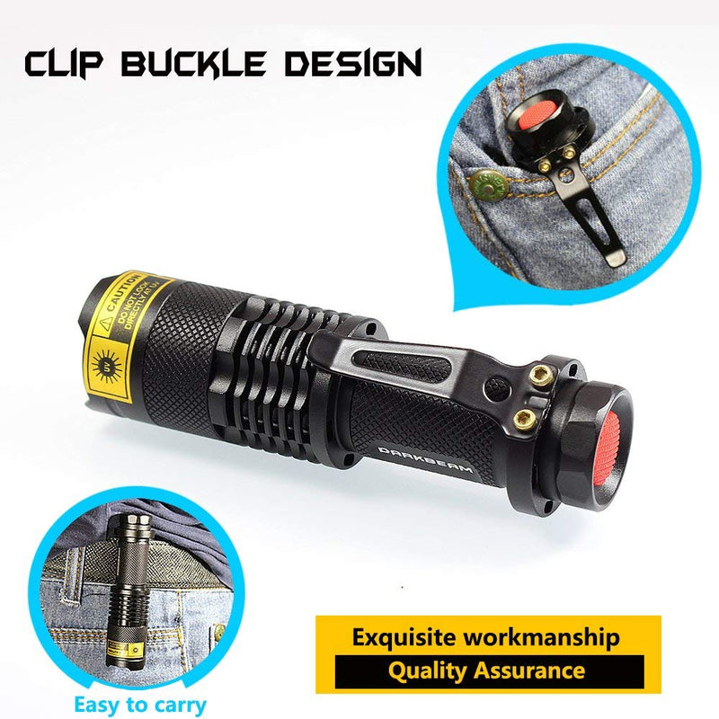 DARKBEAM UV 395nm Flashlight Ultraviolet led Light Blacklight Wood's lamp Portable 400nm Mini Detector for Dog/Cat Urine Pet Stains, Anti-counterfeiting Identification, Resin Curing, AA 395 SK68 UV Flashlight(1 pack) - BeesActive Australia