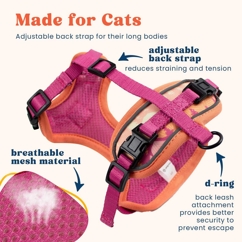 Cat Harness and Leash Set for Walking, Escape Proof Vest Harnesses for Cats, Breathable Mesh with Reflective Strips - (Sienna Mountains), X-Small Sienna Mountains - BeesActive Australia