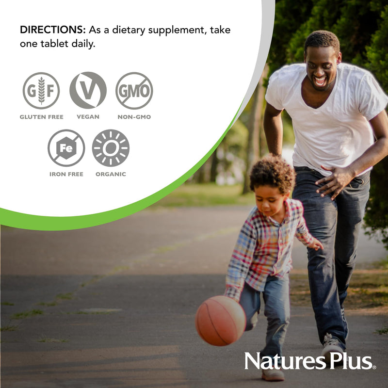 NaturesPlus Source of Life Garden Men’s Once Daily Multivitamin - 30 Tablets - Supports Energy & Stamina - USDA Certified Organic, Non-GMO, Vegan, Gluten Free, Iron Free - 30 Servings