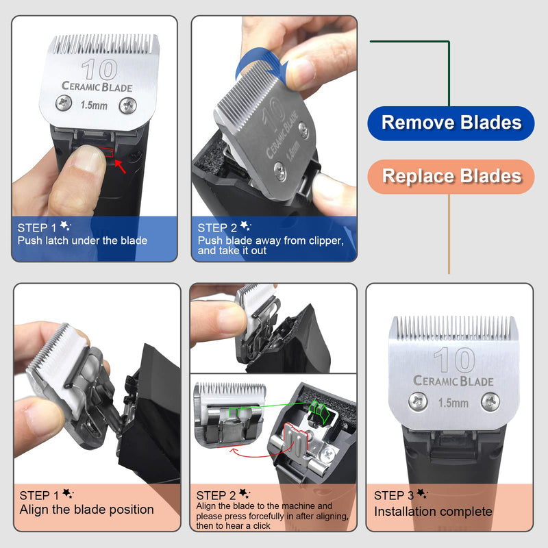 Size 7FC/5FC/4FC Detachable Pet Dog Grooming Clipper Ceramic Blades set,Compatible with Andis,Oster A5,Wahl KM Series Clippers,Cut Length 1/8"(3.2mm) to 3/8”(9.5mm),3 pack 7FC+5FC+4FC - BeesActive Australia