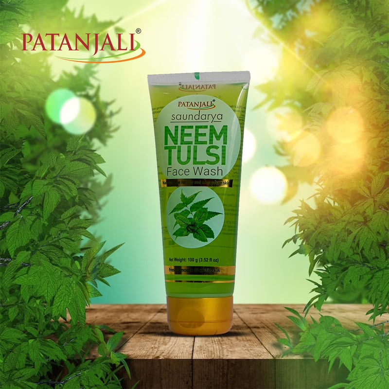 patanjali Neem Tulsi Face Wash 100gm / 3.52 fl oz - Pack of 2 - BeesActive Australia