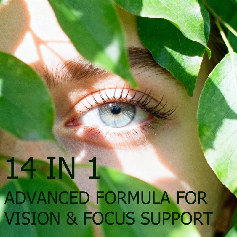 14-in-1 Advanced Eye Vitamin Supplement with Lutein, Zeaxanthin, Bilberry Extract & Zinc for Adults - Supports Vision, Macula & Blue Light Protection - 60 Capsules (01) 1