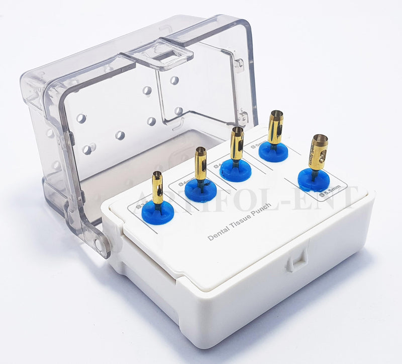 Generic Dental Tissue Punch Kit Gold Color 5 Pcs Set with Holder OS1022