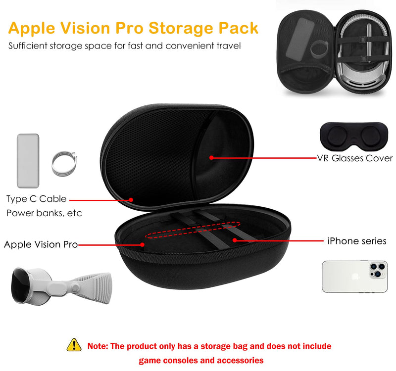 Apple Vision Pro Pr Pouch Designed for Apple Vision Pro Case Hard Case for Apple Vision Pro,Perfect for Storing Vision Pro and Battery at Home Or While Traveling, Apple VR Waterproof Hard Case（Black） Black - BeesActive Australia