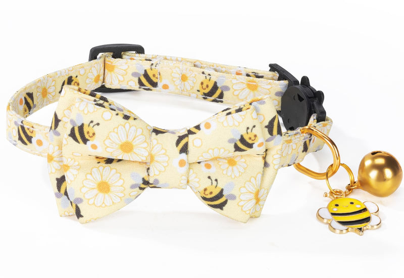Breakaway Cat Collar with Cute Bow Tie Bell 2Pack Daisy Bee Cat Collar for Male Female Soft Cotton Kitty Kitten Collar Cute Cat Collar Ideal for Girl Cats Boy Male Cats Daisy & Bee - BeesActive Australia