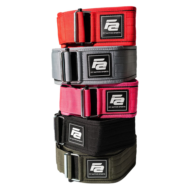 Fit Active Sports Self Locking Weight Lifting Belt | Premium Weightlifting Belt for Cross Training, Fast Locking Release Mechanism for Fitness and Power Lifting - Weightlifting Back Support for Men and Women Medium Black