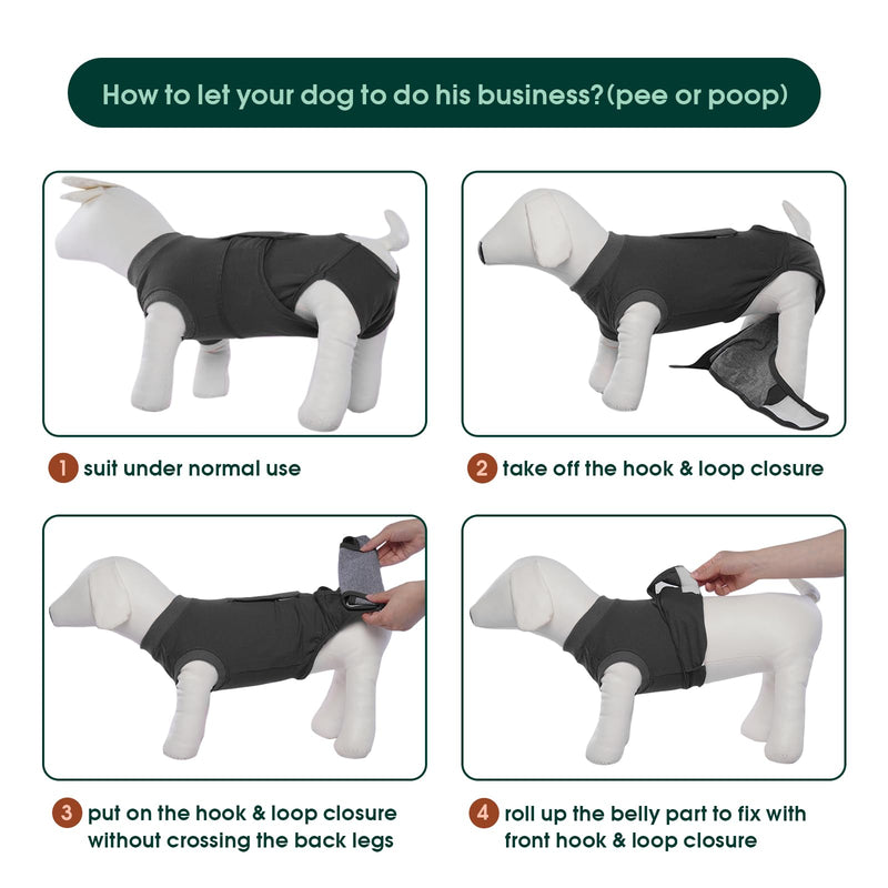 Kuoser Hundebody Nach Op Hündin Hundebody Nach Kastration Rüde Body für Hunde Nach Op, Atmungsaktiv Body Hunde Nach Op Rüde Op Body Hund Kastration Hündin, E-Halsband Alternative für Hund, Grau L L(Zurück:41-51cm;Brust:59-70cm) - BeesActive Australia