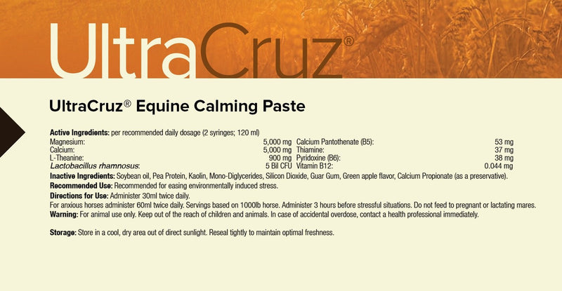 UltraCruz Equine Calming Supplement for Horses, 60 ml, Paste - BeesActive Australia