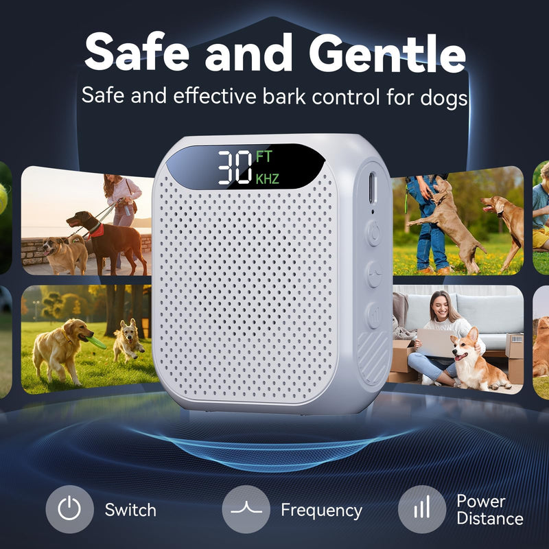 MALOK Anti Barking Device for Dogs, Dog Bark Deterrent Devices with Adjustable Frequency & Range, Rechargeable Dog Deterrent Devices for Walking, Yard and Indoor & Outdoor Use White