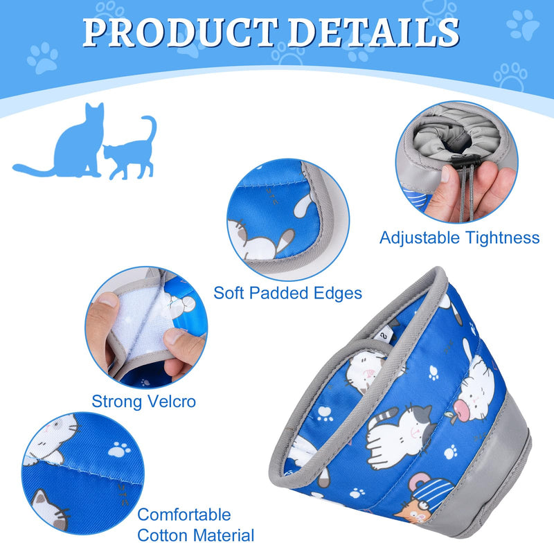 Maxentico Neck collar for cats, protective collar cat, recovery collar for cats, prevents licking of wounds cat collar, cat collar after operations and injuries (blue, S) - BeesActive Australia