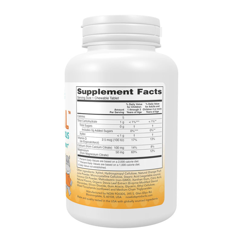 NOW Foods Supplements, Kid Cal with Calcium Citrate, Magnesium and Vitamin D, Tart Orange, 100 Chewables, packaging may vary 100 Count (Pack of 1)