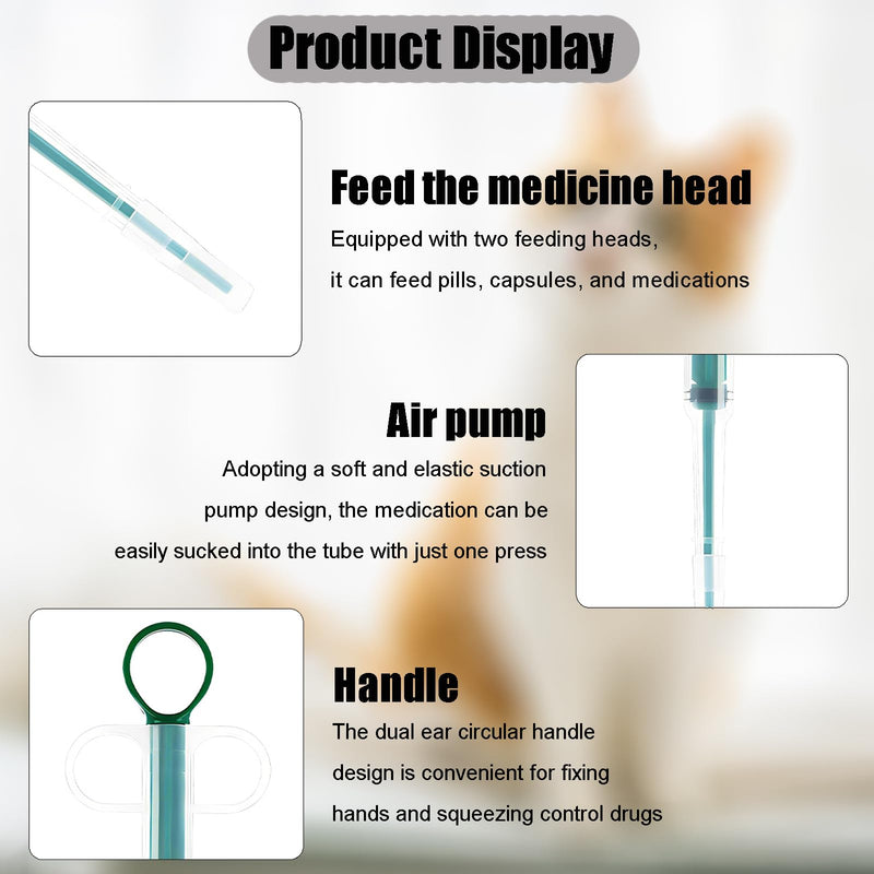 Pack of 2 tablet dispensers for cats, tablet dispensers for cats, pill assist cat pusher syringe, medication feeder, safety for small dogs, cats, pet swallowing aids (green, blue) - BeesActive Australia