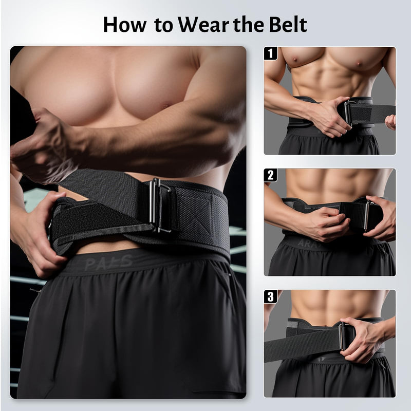 MANUEKLEAR Gym Weight Lifting Belt Weight Lifting Workout Weightlifting Powerlifting Belt for Men Women - 7.5inch - Bodybuilding Fitness Back Support for Cross Training, Squats, Lunges L（34-40 inches) Black