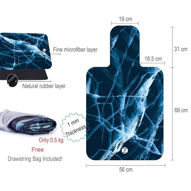 EchoMe Pilates Reformer Mat non slip,Reformer towel suitable for all Reformers, Machine Wash Light Weight Portable black (Ice Crack)