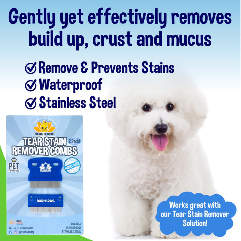 Bodhi Dog Tear Eye Stain Remover Combs | Set of 2 | Clean and Remove Crust, Dirt, Buildup around Pet Eyes | Best for Dogs & Cats Fur and Coats Tear Stain Remover Combs - BeesActive Australia