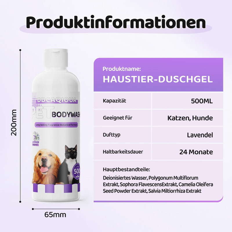 DDCAQIOUA Animal Shower Gel (with Lavender Scent) 500ml Outdoor Paw Cleaner Foam 150ml, Complete Cleaning and Care Set for Dogs and Cats and Various Pets (Lavender Scent) - BeesActive Australia