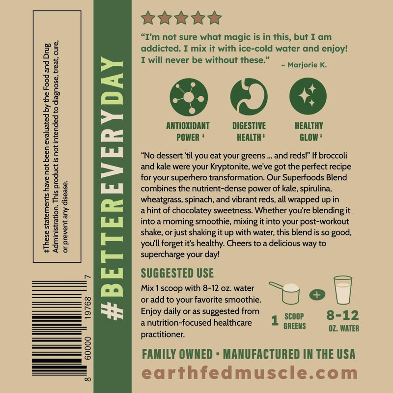Greens and Reds Superfoods Blend, Chocolate – Kale, Spirulina, Wheatgrass & Elderberry – Antioxidant Support, Vitamins & Probiotics – No Artificial Ingredients – 30 Servings | Kale, Spirulina, Wheatgrass & Elderberry, Antioxidant Support, Vitamins & Pr...