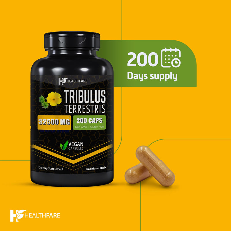 Tribulus Terrestris 32,500mg | 200 Capsules | High Potency Herbal Supplement | Supports Wellness | Non-GMO | Gluten Free - BeesActive Australia