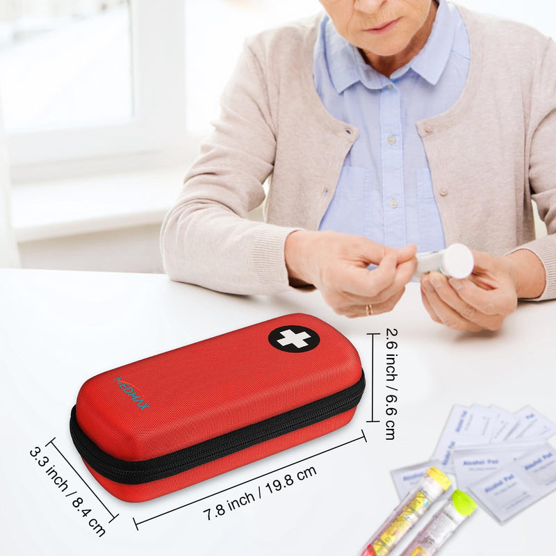 Epipen Medical Carrying Case, Hard Shell EVA Shock Absorption Travel Medication Organizer Bag Emergency Medical Pouch Holds 2 EpiPens, Asthma Inhaler, Auvi-Q, Allergy Medicine Essentials (Red) Red - BeesActive Australia