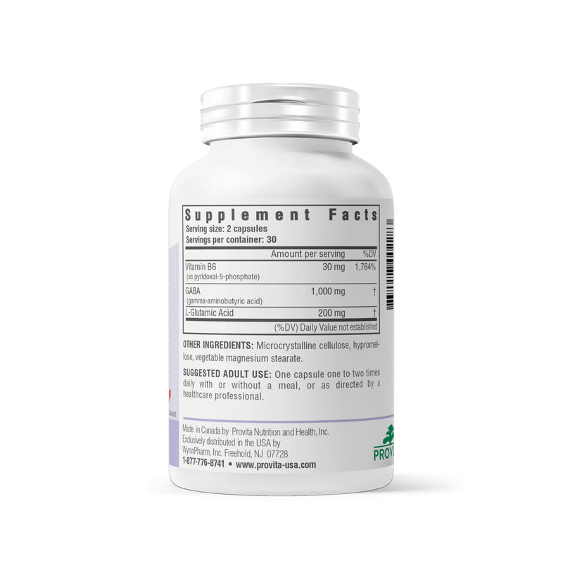 PROVITA Synergistic GABA Complex | GABA Supplement | with B6 & Glutamic Acid | Stress Relief Supplement | Mood Support | Relaxation & Calmness | Brain Support | Mood Enhancer | 60 Veg Capsules