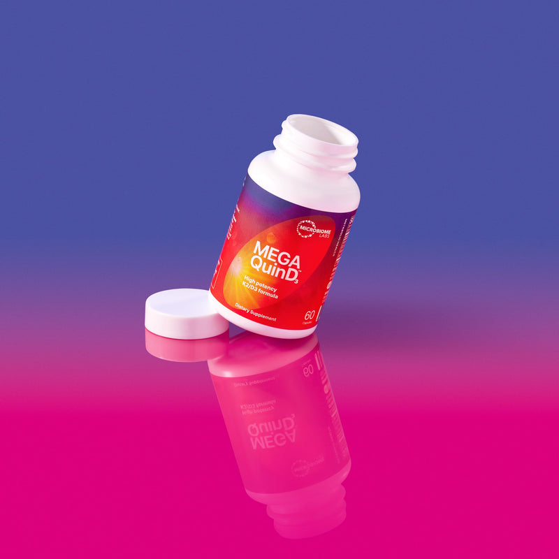 Microbiome Labs MegaQuin D3 + K2 - High Potency Vitamin D3 K2 Supplement - Bioactive & Bioavailable - Vitamin D3 5000 iu & MK-7 - Support Bone, Heart, Nerve & Immune Health (60 Capsules)
