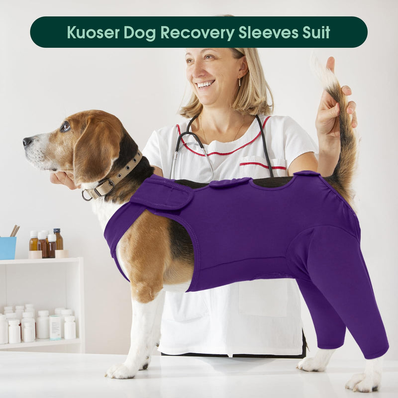 Kuoser dog bodysuit after surgery, dog bodysuit after surgery body for dog castration male dog, dog recovery suit, dog leg protection bodysuit, anti-wound licking surgery body dog, dog neck brace alternative, purple XL XL (chest: 67-81cm) brilliant purple - BeesActive Australia
