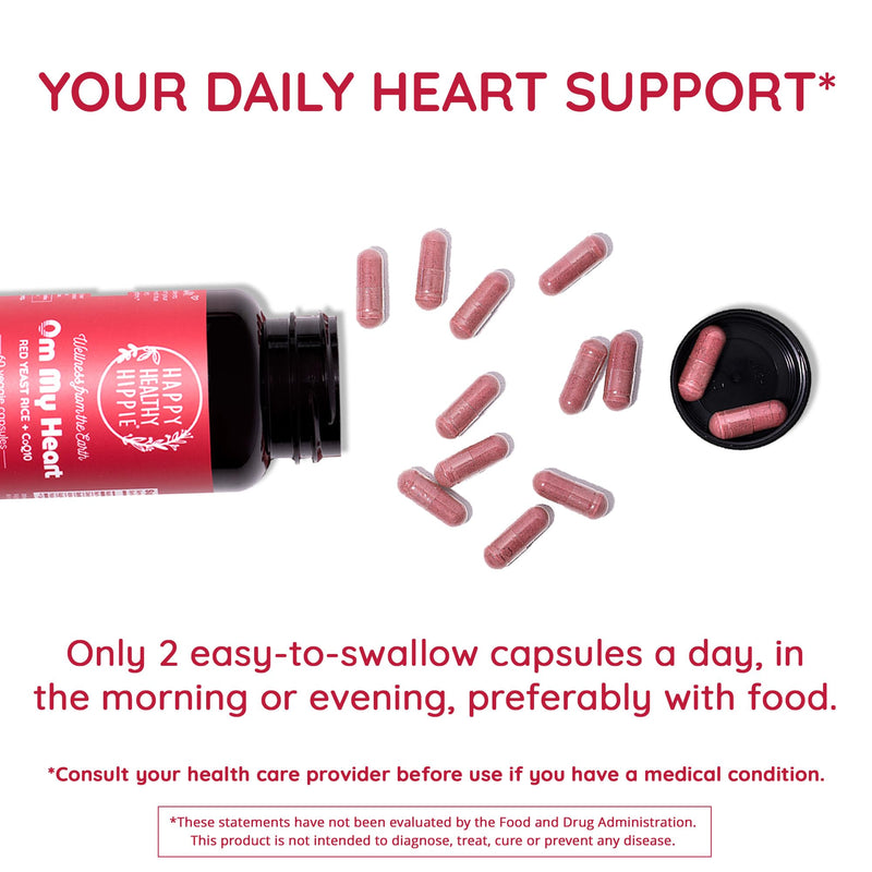 Red Yeast Rice with CoQ10 Supplement 1200 mg - Supports Cholesterol Balance, Heart Health & Circulation - Antioxidant Support with Coenzyme Q10 - Citrinin-Free, Non-GMO, Vegan, 60 Ct 60 Count (Pack of 1) - BeesActive Australia