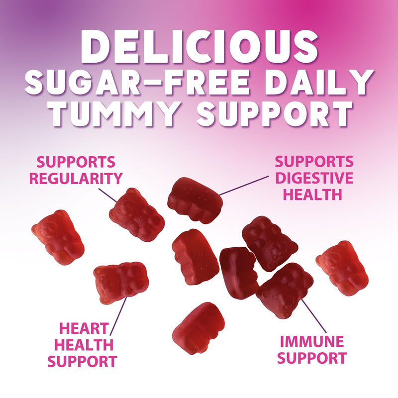 Fiber Gummies – Sugar Free Prebiotic Plant-Based Fiber 4g per Serving Supplement - Improved Soluble Formula Supports Digestive Health & Regularity - Non-GMO, Natural Berry Flavor Chewable - 60 Gummies 60 Count (Pack of 1)