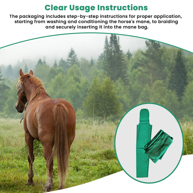 Ranch Hand Horse Mane Bags - Protect Horse's Mane from Wind, Sun, Mud, Preventing Tangles, Rubbing Out, and Breakage | Made with Lycra and Nylon (Green) Green