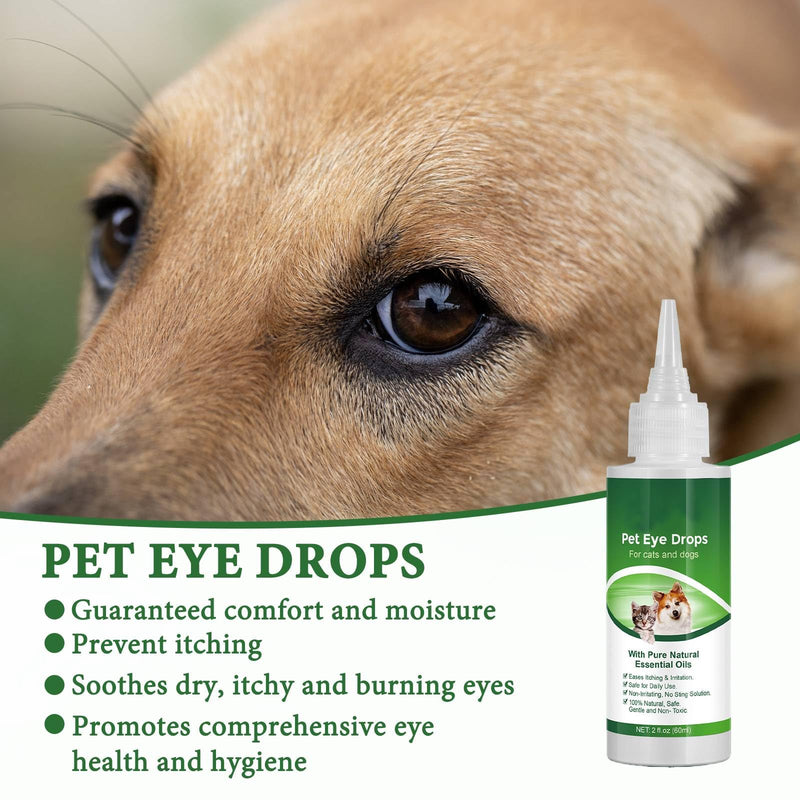 Eye Drops for Dogs and Cats, 2 Pcs Cat Dog Eye Drops, Soothes, Protects & Moisturizes, Fully Protects Your Pet's Eyes (120 ml)