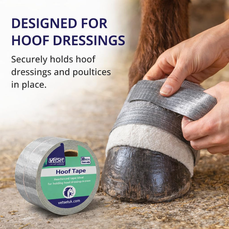 Hoof Tape for Horses & Animals | Heavy Duty Reinforced Adhesive 50m Roll for Securing Dressings & Poultices