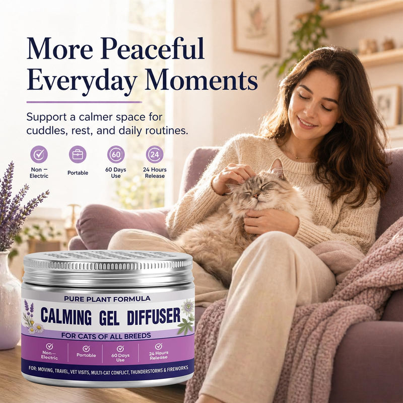 Cat Calming Pheromone Diffuser Gel - Unscented Soothing Gel for Stress Relief - Helps Manage Scratching Cordless & Portable for Home or Travel Lasting 2 Months (100 ml, 3.38 fl oz) 100ml