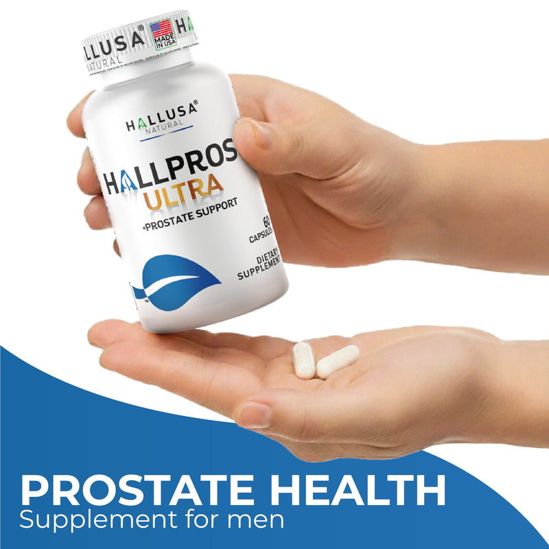 Hallusa Natural Hallprost Ultra Prostate Health Supplement, 60 Capsules | Saw Palmetto Blend 810mg for Urinary Tract & Bladder Support with Lycopene, Pygeum, Pumpkin Seed, Zinc & Vitamin E
