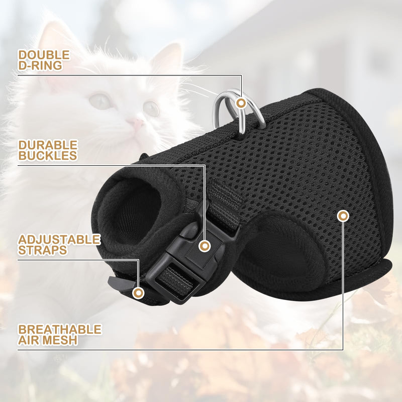 MoNiBloom Soft Cat Harness for Walking Escape Proof and Travel, Kitten Adjustable Breathable Vest Harness - Black, S - BeesActive Australia