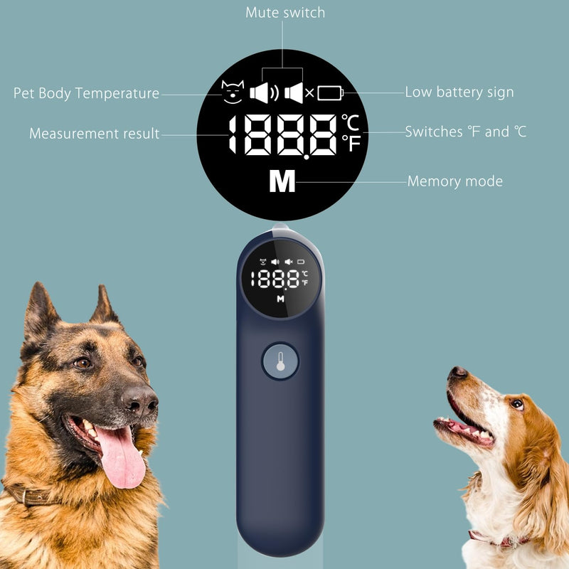 Non-Contact Dog Ear Thermometer - Rapid Measurement - Includes 20 Pet Swabs - Ear Thermometer for Dogs, Cats, Rabbits (Blue) - BeesActive Australia