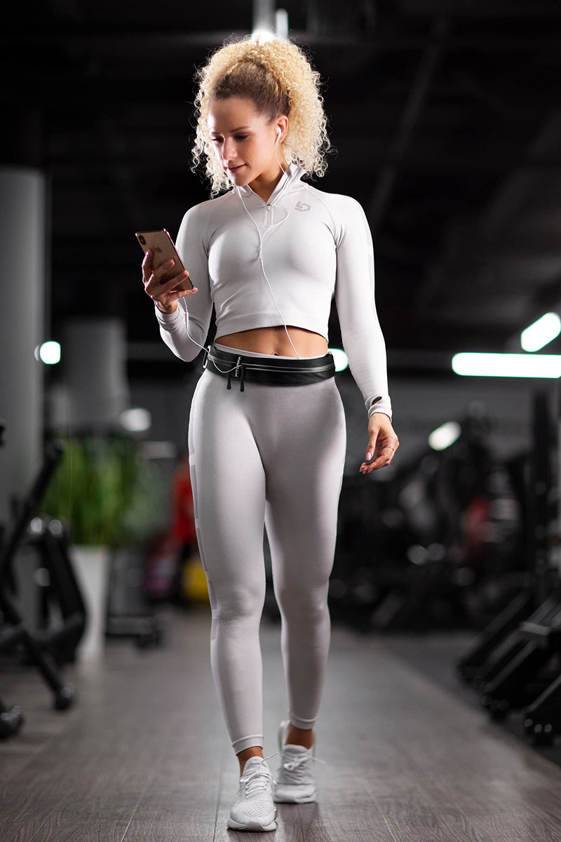 Fitgriff® Running Belt for Men & Women - Secure Jogging Pouch for Phone, Keys & Essentials - For All Cell Phones Black Small - Medium