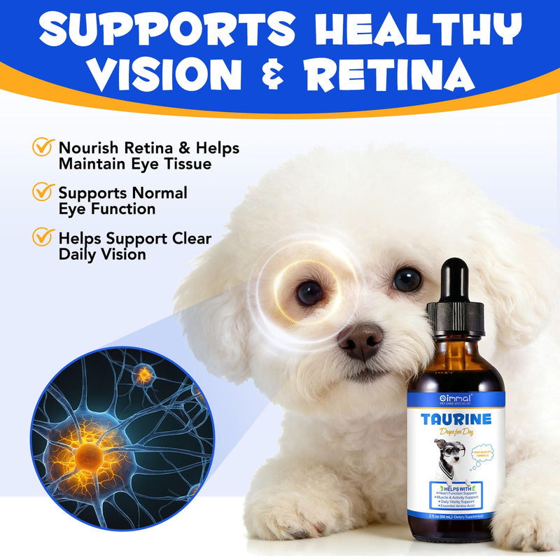 Taurine for Dogs - Taurine Drops for Dog Supports Heart Health, Muscle Function & Daily Vitality Immune System - Liquid Amino Acid Supplement - Pet Wellness Formula for All Breeds Dogs - 2 fl oz