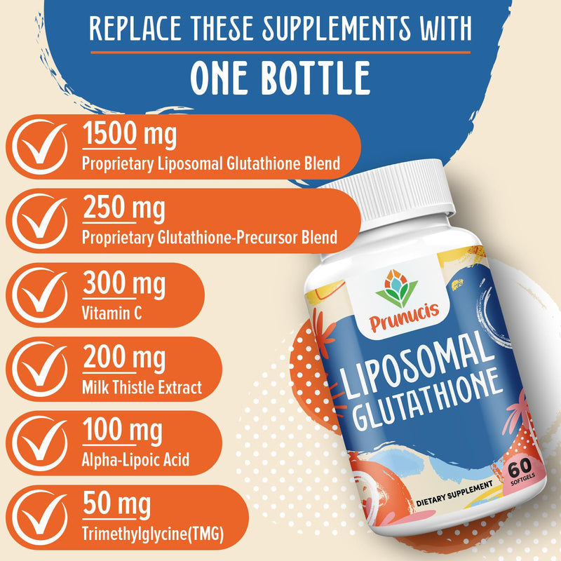 Liposomal Glutathione, with Vitamin C, Milk Thistle & Alpha-Lipoic Acid, Master Antioxidants, Pure Reduced L-Glutathione - Immune System, Energy, High Absorption, 240 Softgels 60 Count (Pack of 4)