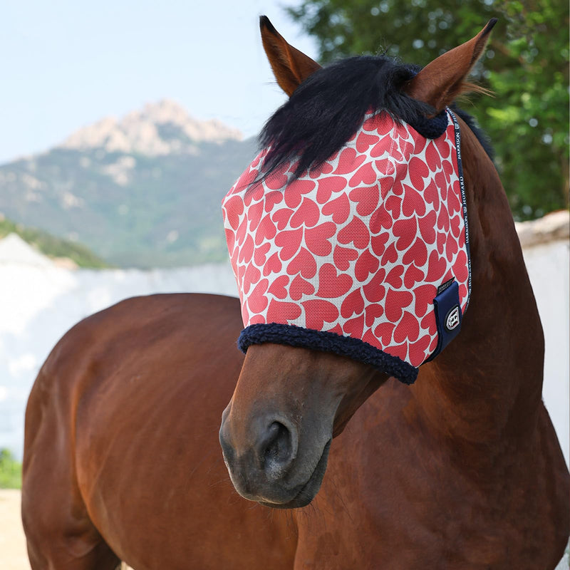 Harrison Howard All Round Mesh Horse Fly Mask UV Protective with Fleece Padded Edging and Fun Prints Forelock Opening Design Mask for Horse Hearts Large - BeesActive Australia