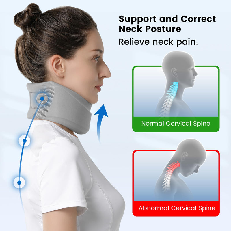 Velpeau Neck Brace for Neck Pain and Strong Support, Soft Cervical Collar for Sleeping Upright, Snoozing - Stabilizes & Relieves Pressure in Spine for Women & Men (Grey, M: 13.5-16.5" / 3" Depth) 3 Inch (Pack of 1) - BeesActive Australia