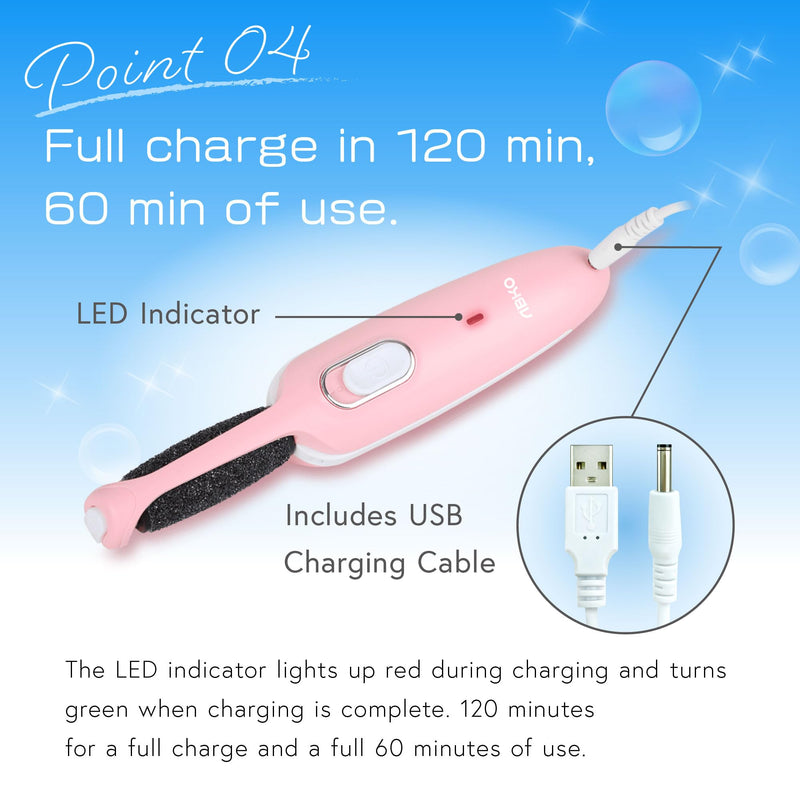Electric Callus Removers for Feet, Slim Portable ShineRoller, Rechargeable Compact Portable Electronic Foot File Pedicure Kits, Dry Skin for Smoother, Foot Care for Dead Skin Ideal Gift (Pink) Pink - BeesActive Australia