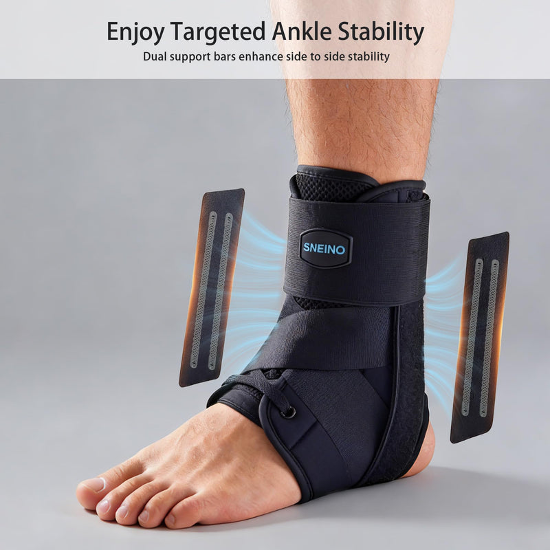 Ankle Brace for Women Men - Ankle Support Brace for Sprained Ankle, Ankle Stabilizer for Achilles, Tendon, Sprain, Injury Recovery, Lace up Ankle wrap for Running, Basketball, Volleyball (Ankle Brace, Medium) Ankle Brace - BeesActive Australia