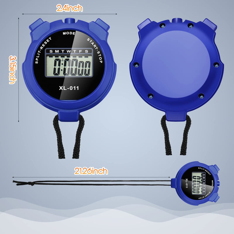 TOODOO 12 Pack Multi Function Digital Stopwatch Timer Bulk Sports Stopwatch with Lanyard Plastic Display Waterproof Date Time Alarm Timer for Coaches Fitness Referees Black Blue Red Orange - BeesActive Australia