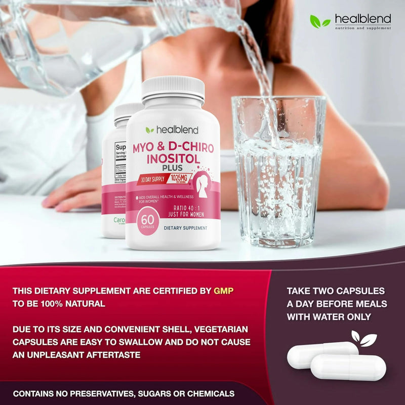 Myo & D-Chiro Inositol Plus Supplement Blend, Hormonal Balance, Healthy Ovulation and Overall Wellness Support for Women, Fertility and Pregnancy Health, 60 Capsules 1 - BeesActive Australia